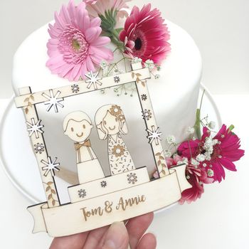Personalised Winter Wedding Cake Topper, 4 of 7