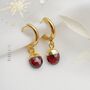 Garnet Birthstone Hoop Earrings, thumbnail 1 of 10