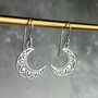 Sterling Silver Mandala Moon Earrings, thumbnail 1 of 7