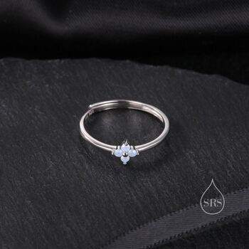 Blue Hydrangea Cz Flower Minimalist Ring, 3 of 10