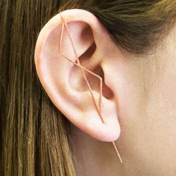 Double Triangle Oxidised Sterling Silver Ear Climbers, 6 of 9