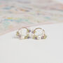 Dainty Baroque Pearl Peridot And Zircon Stud Earrings, thumbnail 3 of 7