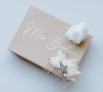 Personalised Starry Lace And Silver Bridal Headpiece, 2 of 8