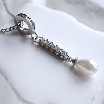 925 Sterling Silver Pearl Drop Charm With Zircon Elegant Gift For Women And Special Occasions Gift, 4 of 8