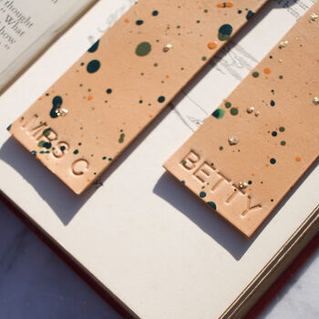 Italian Leather Bookmark With Splash Design, 2 of 6