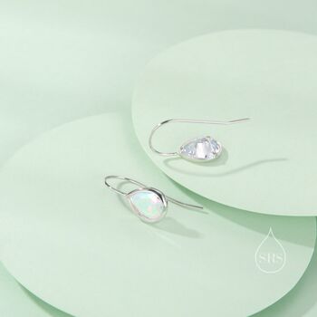 Sterling Silver Aurora Cz Droplet Drop Earrings, 4 of 9