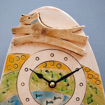 Handmade Dog Wall Clock With Pendulum Personalised, 4 of 9