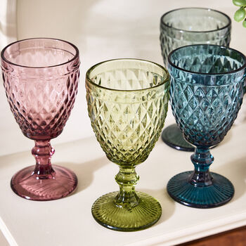 Diamas Colourful Embossed Glass Wine Goblets, 2 of 5