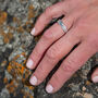 March Aquamarine Birthstone Ring In Textured Sterling Silver, thumbnail 2 of 5