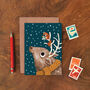 Reindeer And Squirrel Illustrated Christmas Card, thumbnail 1 of 2
