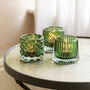 Green Retro Style Cut Glass Tea Light Holders, thumbnail 1 of 2