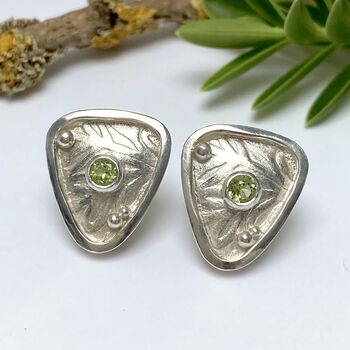 Sterling Silver Gemstone Celtic Warrior Shield Earrings, 2 of 8