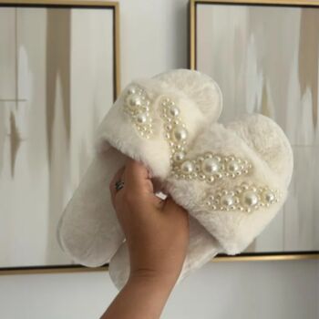 Bridesmaid Pink Fluffy Wedding Day Slippers, 7 of 8