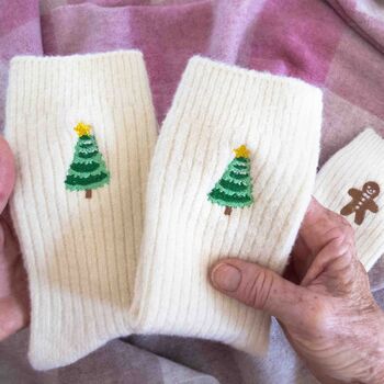 Christmas Cashmere Bed Socks Personalised Gift For Her, 6 of 9
