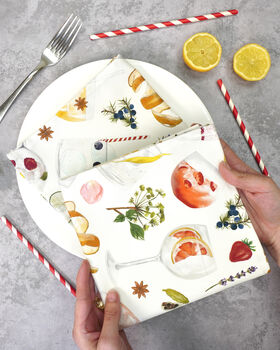 Gin And Tonic Napkin Set | Gift For Gin Lovers | Cotton Napkins Set Of Four, 4 of 6