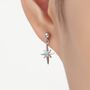 Tiny Blue Opal Aurora Star Dangle Stud Earrings In Sterling Silver, thumbnail 2 of 10