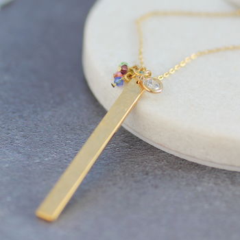 Long Length Family Birthstone Bar Charm Necklace, 8 of 12