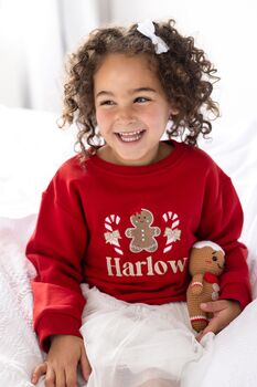 First Christmas Gingerbread Personalised Embroidered Sweatshirt Jumper, 5 of 5
