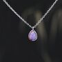 Droplet Purple Opal Pendant Necklace In Sterling Silver, thumbnail 1 of 10