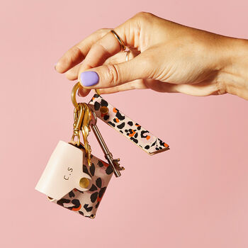 Personalised Leopard Floral Leather Keyring, 2 of 4