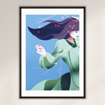 Woman In Olive Illustrated Art Print, 3 of 6