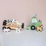 Personalised Wooden Farm Tractor Toy With Trailer And Animals, thumbnail 1 of 12