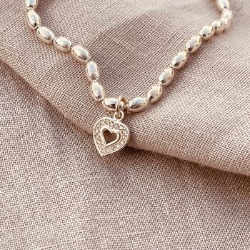 Sterling Silver Cz Mini Heart Bracelet, 2 of 4