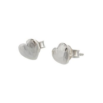 Sterling Silver Textured Heart Stud Earrings, 2 of 6