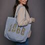 Personalised Varsity Leopard Year Vintage Tote Bag, thumbnail 1 of 9