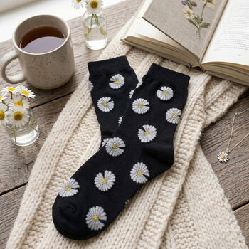 Shasta Daisy Socks Gift Box Set Ree Korean Cotton Blend, 4 of 10