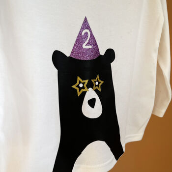 Children's Birthday Party Bear Glitter Age T Shirt, 3 of 3