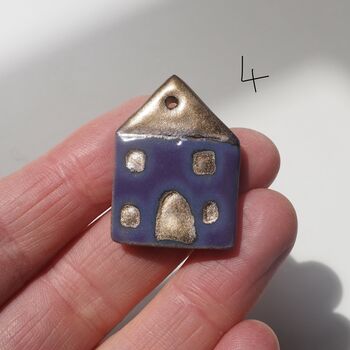Handmade Tiny Gold Ceramic House Necklace, 9 of 10