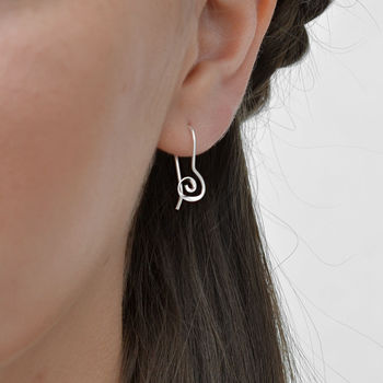 Sterling Silver Simple Spiral Dangly Earrings, 4 of 9