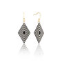 Black And Pearlescent White Diamond Shaped Earrings, thumbnail 1 of 6