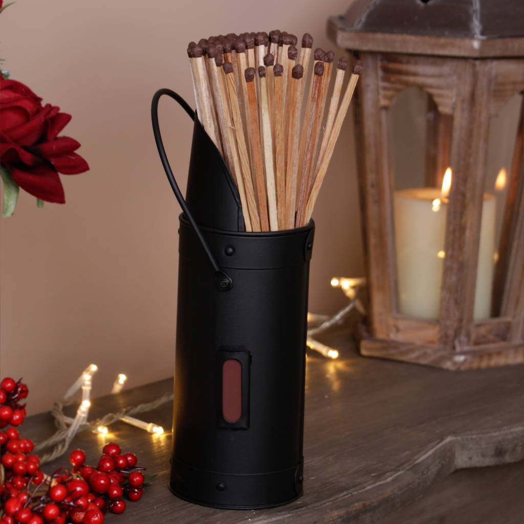 matte black fireside matches holder by dibor