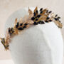 Black Crystal And Gold Leaf Bridal Crown, thumbnail 1 of 7