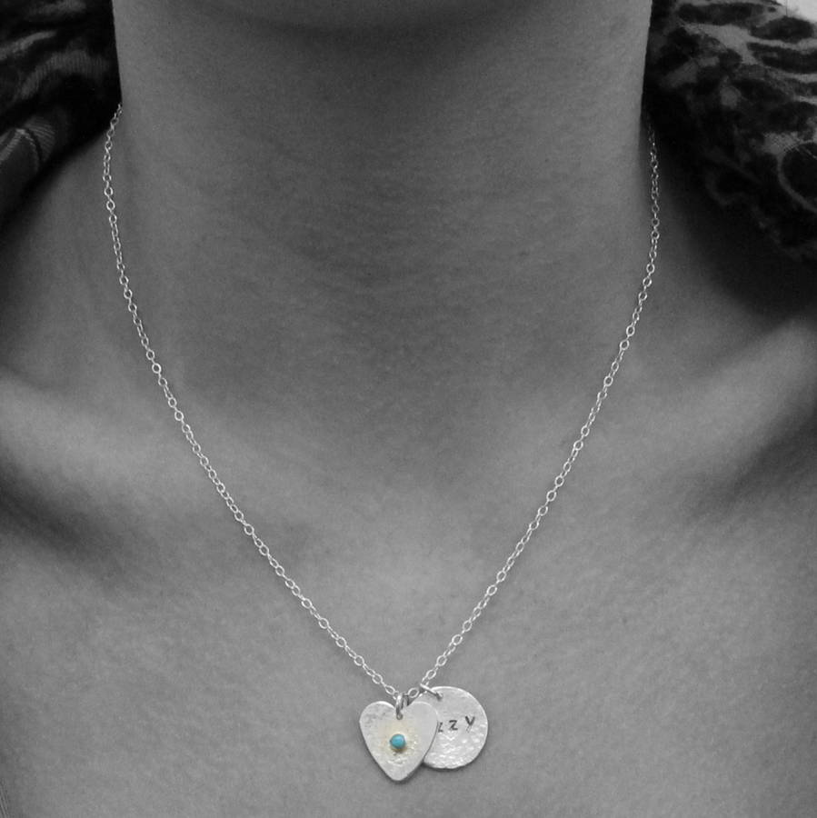 Sterling silver name necklace with birthstone Clearance