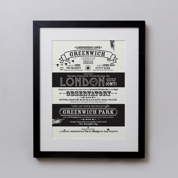 Greenwich, London Typography Location Print, 2 of 2