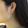 9ct Yellow Gold Patterned Heart Creole Hoop Earrings, thumbnail 2 of 3