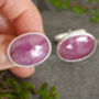 28.5ct Pink Sapphire Cufflinks In Sterling Silver, thumbnail 2 of 3