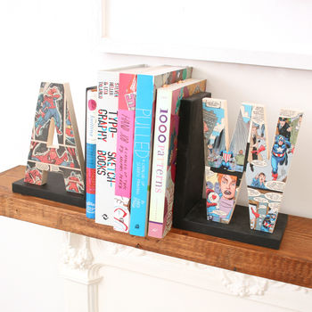 Comic Book Letter Bookend Gift For Him, 4 of 6
