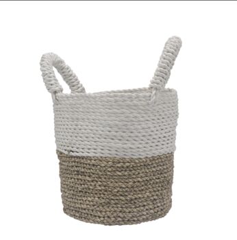 Seagrass Basket Set Natural And White, 4 of 5