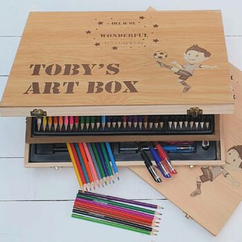 Personalised Stationery Wooden Art Box Case, 6 of 11