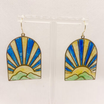 Large Statement Sunrise Earrings, Clay And Resin, 4 of 5