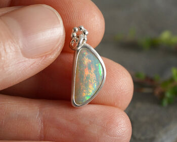 Solid Australian White Opal Pendant, 3 of 4
