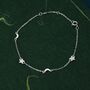 Sterling Silver Cz Moon And Star Motif Bracelet, thumbnail 1 of 12