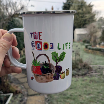 'The Good Life' Large Enamel Mug, 5 of 5