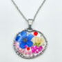 Real Blue And Pink Flowers Drop Earrings Silver Or Gold, thumbnail 4 of 9