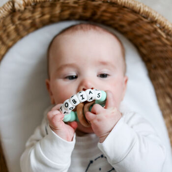 Personalised Block Colour Teething Rattle, 7 of 8