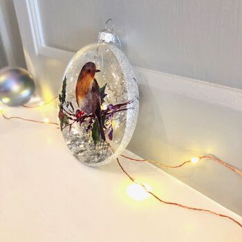 Christmas Robin Sequin Filled Bauble, 3 of 4